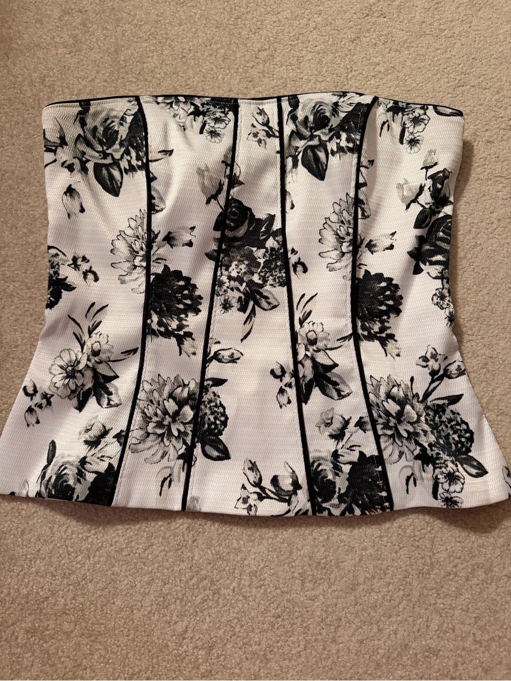 White House Black Market Strapless Floral Corset Bustier Lined Top size 4 EUC l